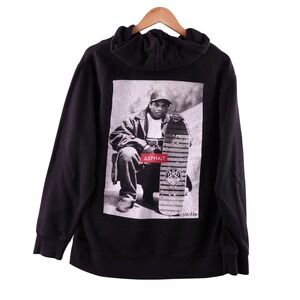 Asphalt Black Graphic Hoodie Eazy E Print Hooded Sweatshirt Womens Medium